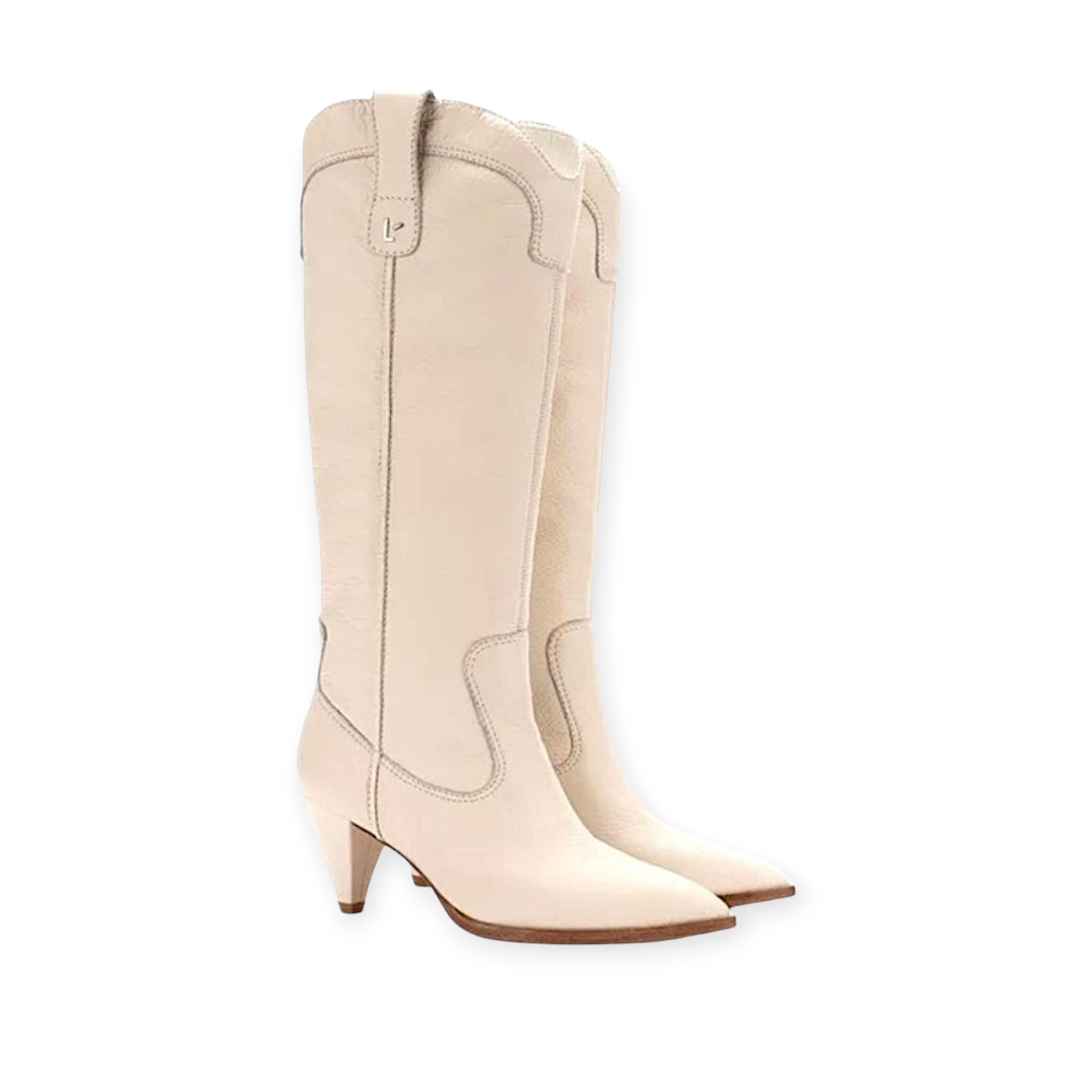 Larroude (Larroud) Louise Pointed Toe Western Boots In Cream Ivory Size 11
